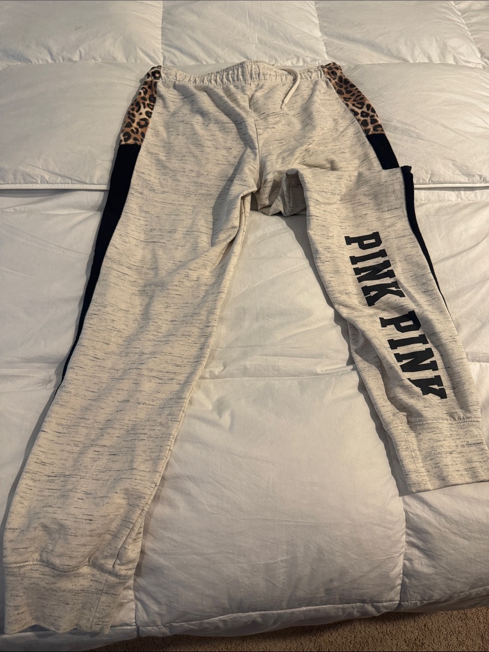 Y2K PINK Beige Marled Joggers with Leopard Accent